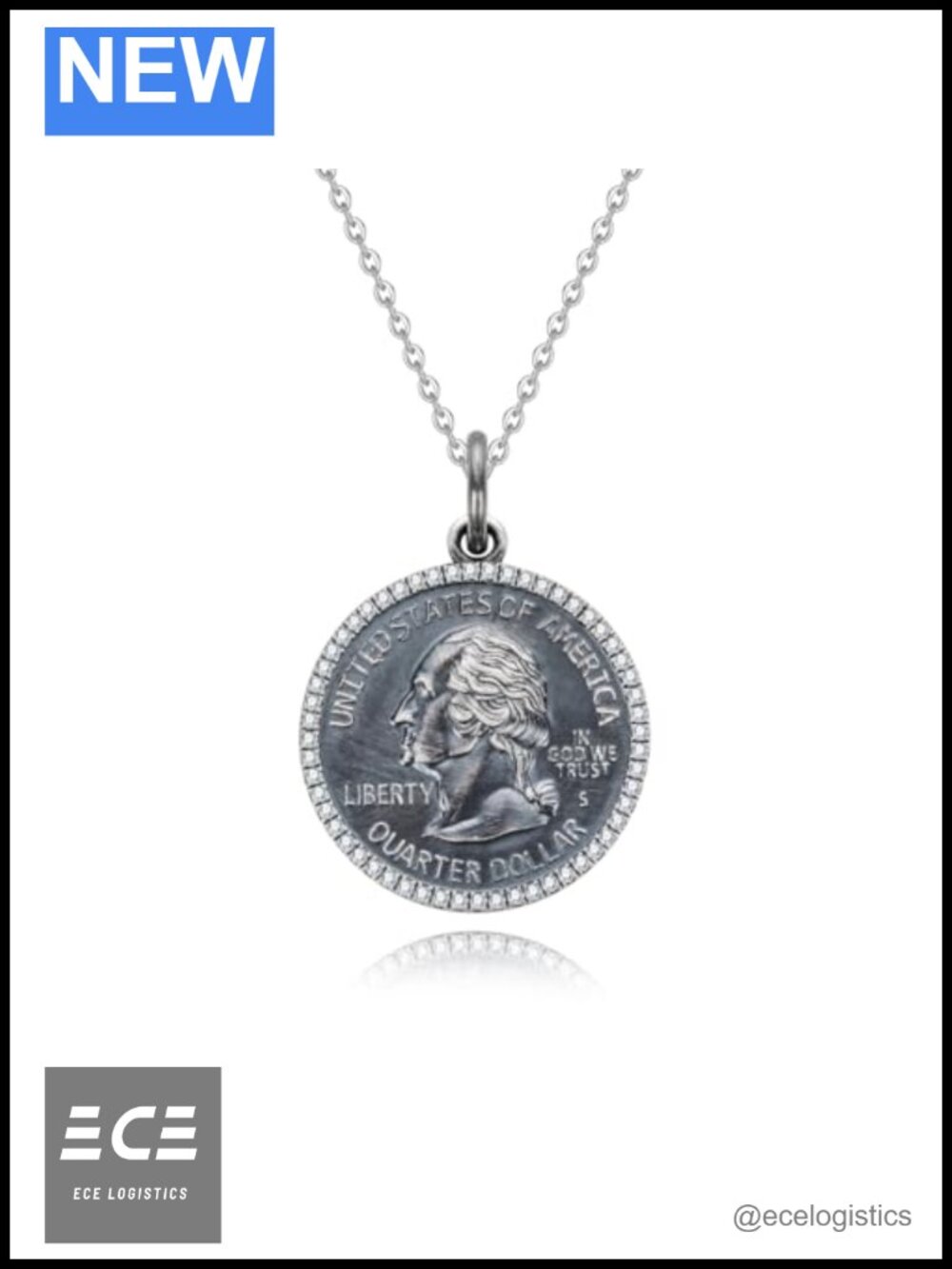 Moissanite Pendant Necklace S999 Sterling Silver Coin Amulet